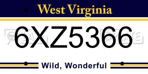 6XZ5366 West Virginia License Plate