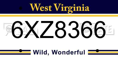 6XZ8366 West Virginia License Plate