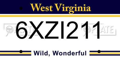 6XZI211 West Virginia License Plate