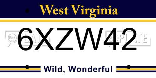 6XZW42 West Virginia License Plate