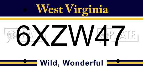 6XZW47 West Virginia License Plate