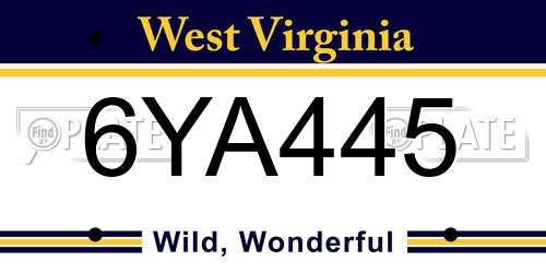 6YA445 West Virginia License Plate
