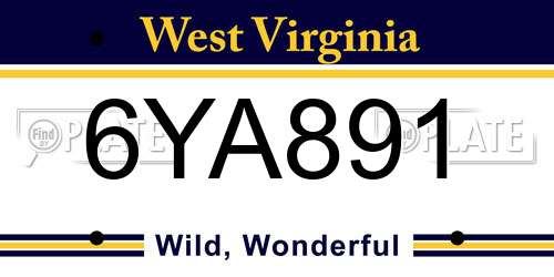 6YA891 West Virginia License Plate