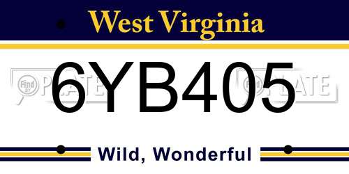 6YB405 West Virginia License Plate