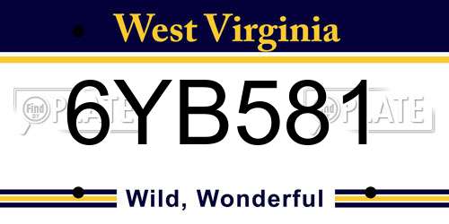 6YB581 West Virginia License Plate