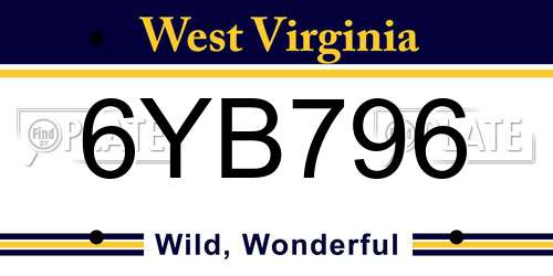 6YB796 West Virginia License Plate