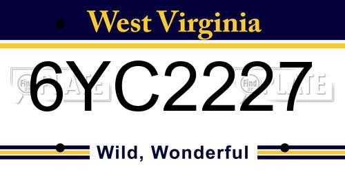 6YC2227 West Virginia License Plate