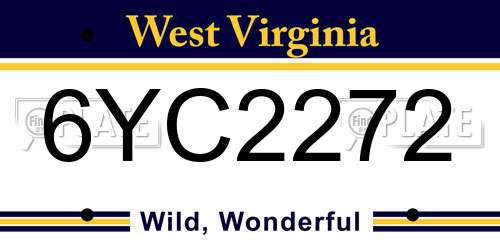 6YC2272 West Virginia License Plate