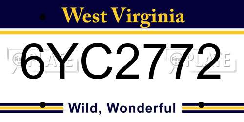 6YC2772 West Virginia License Plate