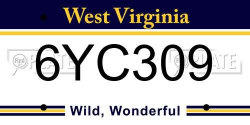 6YC309 West Virginia License Plate