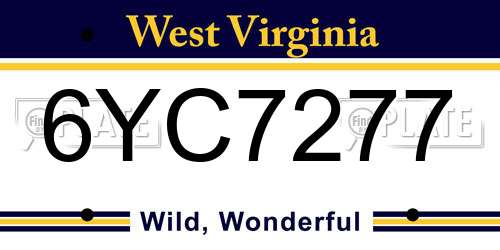 6YC7277 West Virginia License Plate