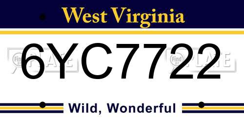 6YC7722 West Virginia License Plate