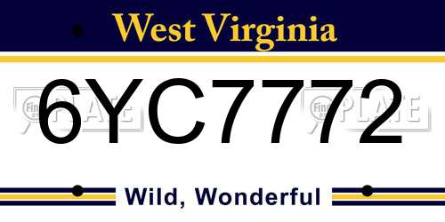6YC7772 West Virginia License Plate
