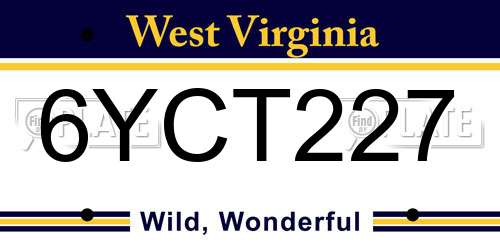 6YCT227 West Virginia License Plate