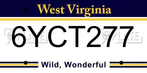 6YCT277 West Virginia License Plate