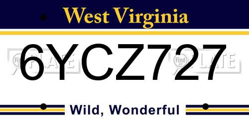 6YCZ727 West Virginia License Plate