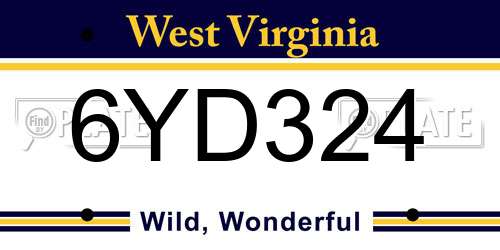 6YD324 West Virginia License Plate