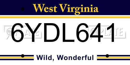 6YDL641 West Virginia License Plate