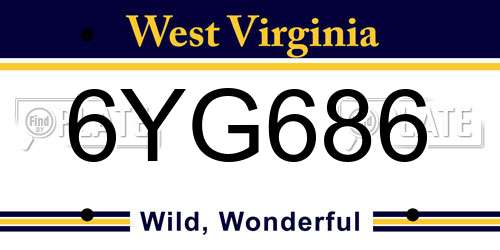 6YG686 West Virginia License Plate