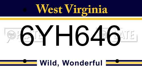 6YH646 West Virginia License Plate