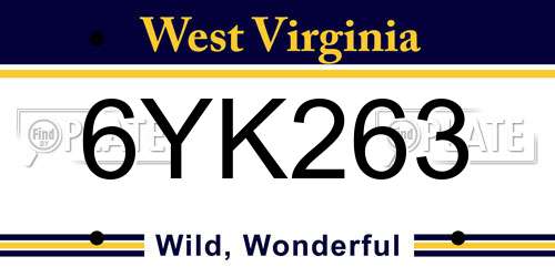 6YK263 West Virginia License Plate