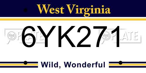 6YK271 West Virginia License Plate