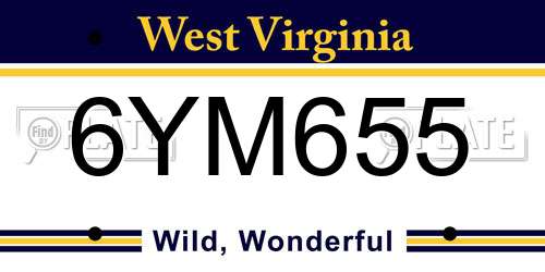6YM655 West Virginia License Plate