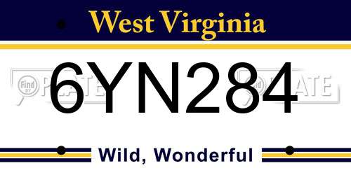 6YN284 West Virginia License Plate