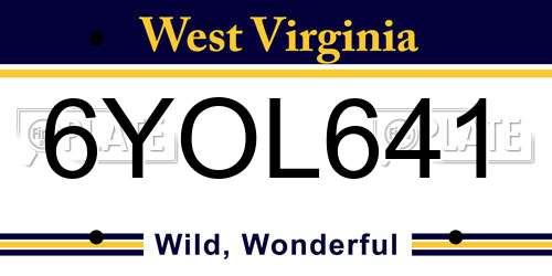 6YOL641 West Virginia License Plate