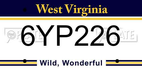6YP226 West Virginia License Plate
