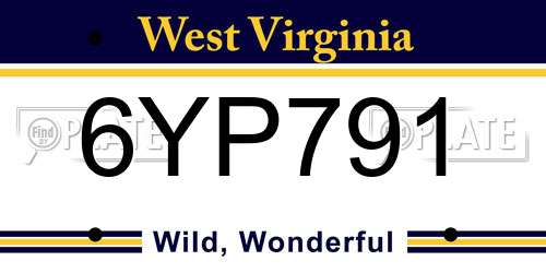 6YP791 West Virginia License Plate