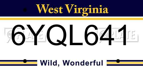 6YQL641 West Virginia License Plate