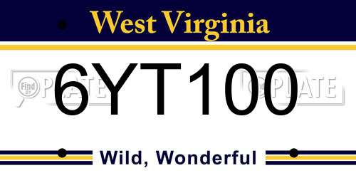 6YT100 West Virginia License Plate