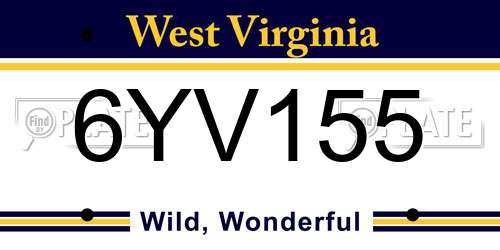 6YV155 West Virginia License Plate
