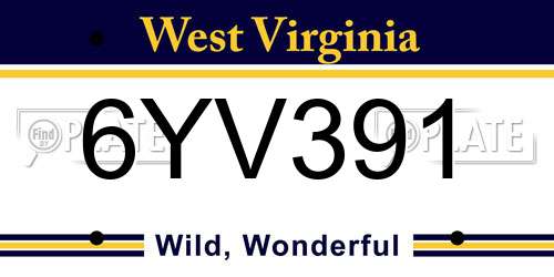 6YV391 West Virginia License Plate