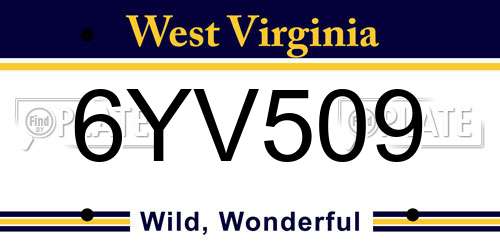 6YV509 West Virginia License Plate