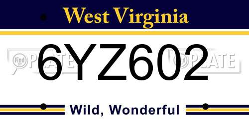 6YZ602 West Virginia License Plate