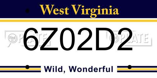 6Z02D2 West Virginia License Plate