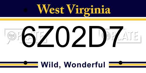 6Z02D7 West Virginia License Plate
