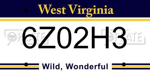 6Z02H3 West Virginia License Plate