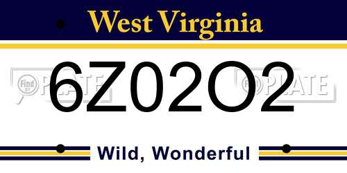 6Z02O2 West Virginia License Plate