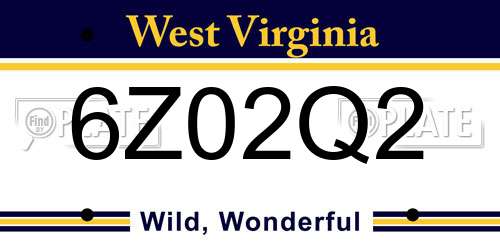 6Z02Q2 West Virginia License Plate