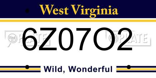 6Z07O2 West Virginia License Plate