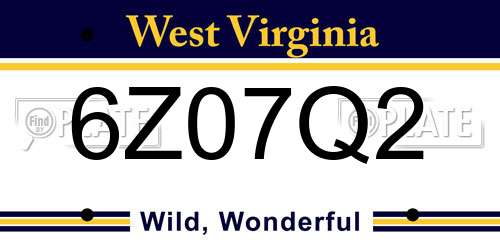 6Z07Q2 West Virginia License Plate