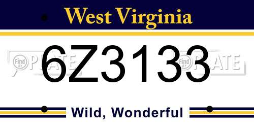 6Z3133 West Virginia License Plate