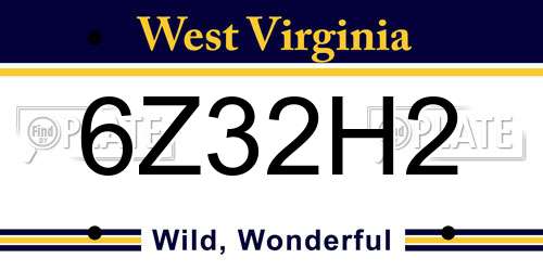 6Z32H2 West Virginia License Plate