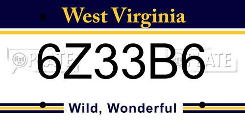 6Z33B6 West Virginia License Plate