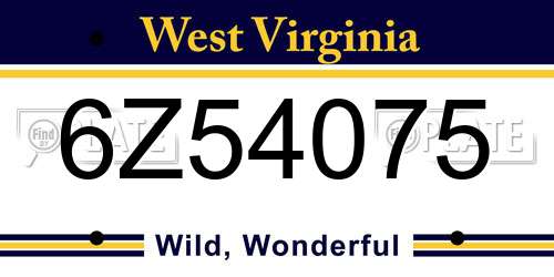 6Z54075 West Virginia License Plate