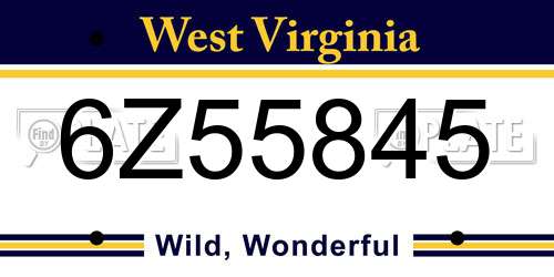 6Z55845 West Virginia License Plate