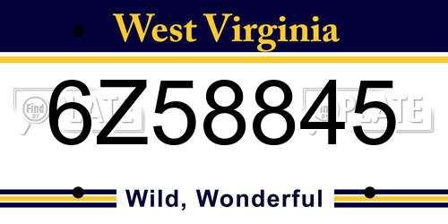 6Z58845 West Virginia License Plate